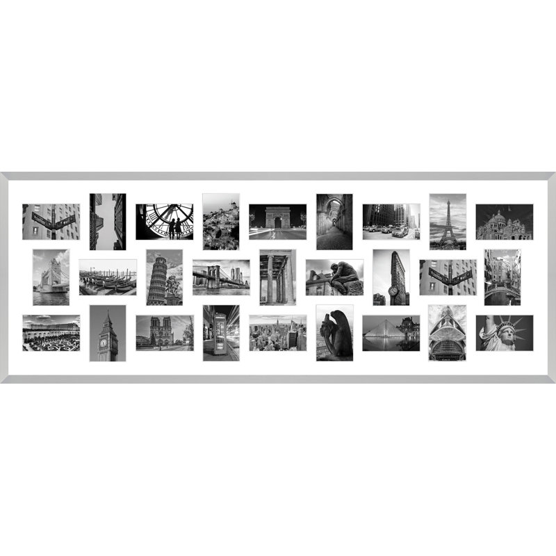 Kuwana Wood Picture Frame with Mat, Silver, 37cm W x 94cm H