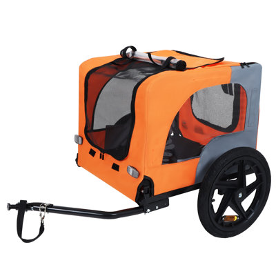 Outdoor Heavy Duty Collapsible Pet Bike Trailer with 16-Inch All-Terrain Wheels & Universal Hitch Foldable Dog/Cargo Carrier Cart for Bicycles
