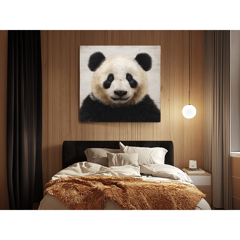 «Panda géant», reproduction sur toile, art mural animalier moderne, décor noir et blanc, 24 po x 24 po