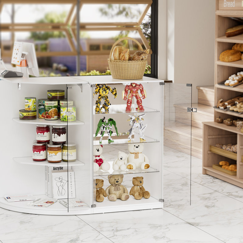 Bureau de réception en L avec comptoir pour la vente au détail et la caisse