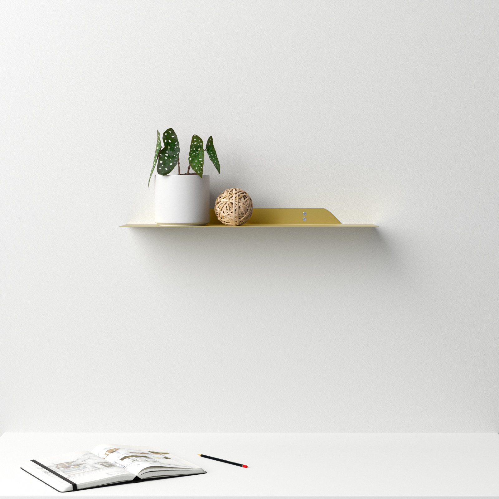 Maja Floating Shelf, 1.75" H x 24" W x 6" D, Gold