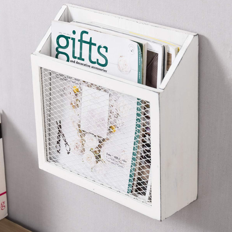 Solid Wood Free Standing Magazine Rack, White