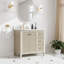 Meuble-lavabo autoportant en bois massif avec comptoir en quartz blanc Carrera et lavabo encastré encastré Kristine l 36 po x H 35 po