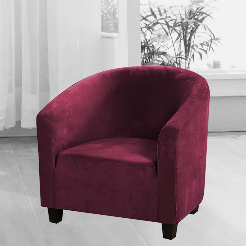Cotton Box Cushion Armchair Slipcover, Red