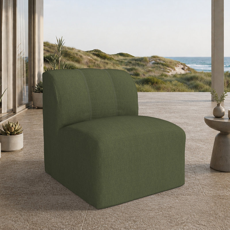 Méridienne rembourrée avec tissu Sunbrella Praia, Toile fougère Sunbrella®