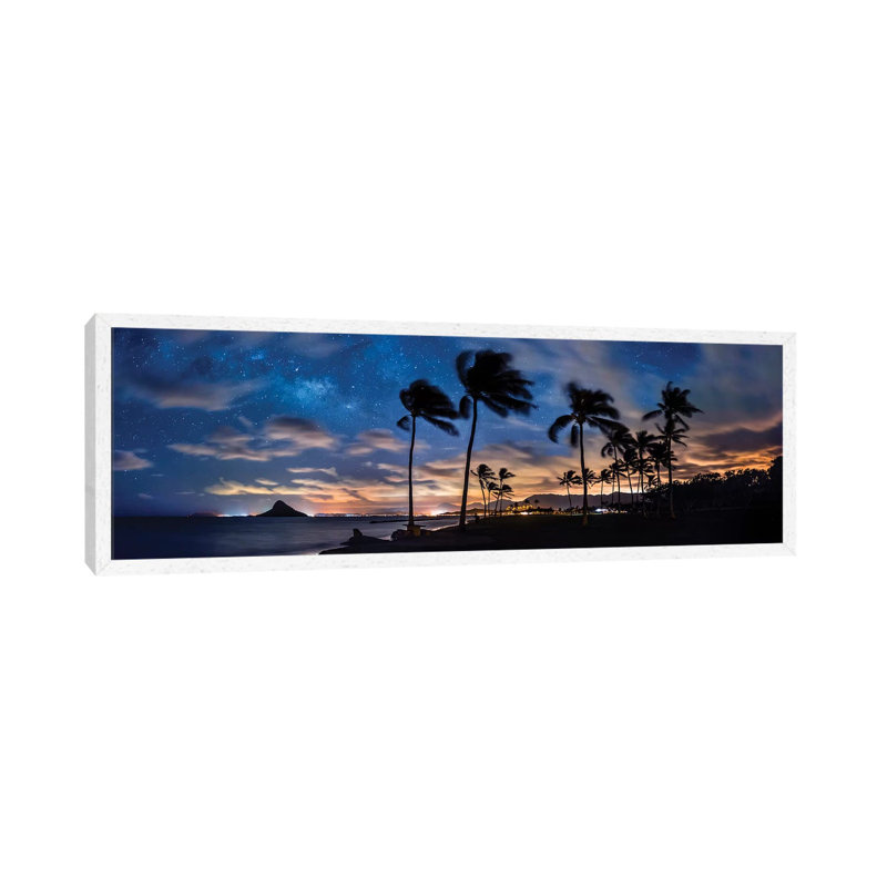 Mokolii Stars 1 Piece Panoramic Wall Art on Canvas, 40.64cm H x 121.92cm W x 3.81cm D, White Floater Framed