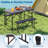 Outdoor Table Bench Set Folding Picnic Table Set w/ 2 Benches Sturdy Metal Frame