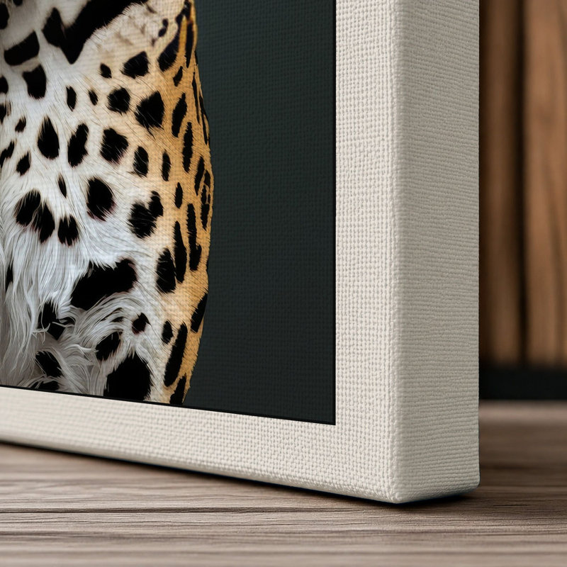 Leopard Portrait Modern - Wrapped Canvas, 18x12 - 45.7 x 30.5 cm, Cream Border