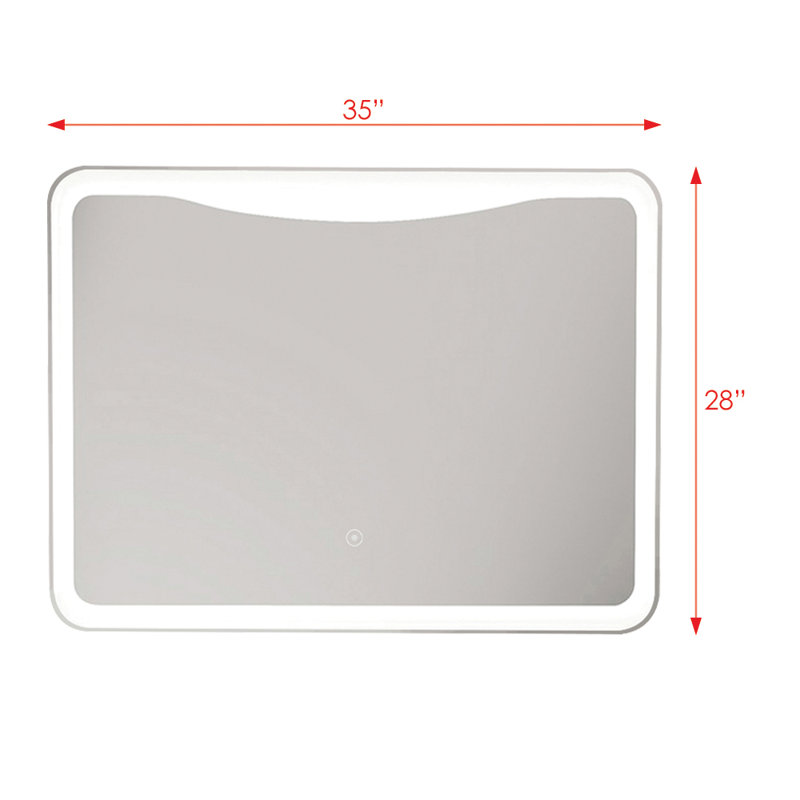 Miroir à fixation murale del-rétroéclairé Keziah, H 27,56 po x l 35,43 po po