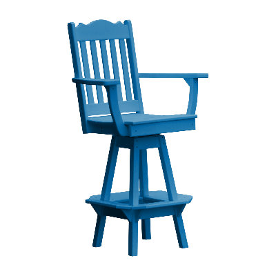  Chaise de bar pivotante en composite Royal Poly avec accoudoirs, bleu