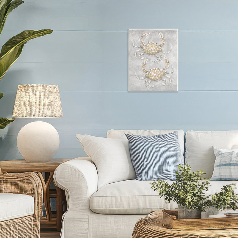 Dessin de crabes gris, plaque murale, design par Patti Bishop
