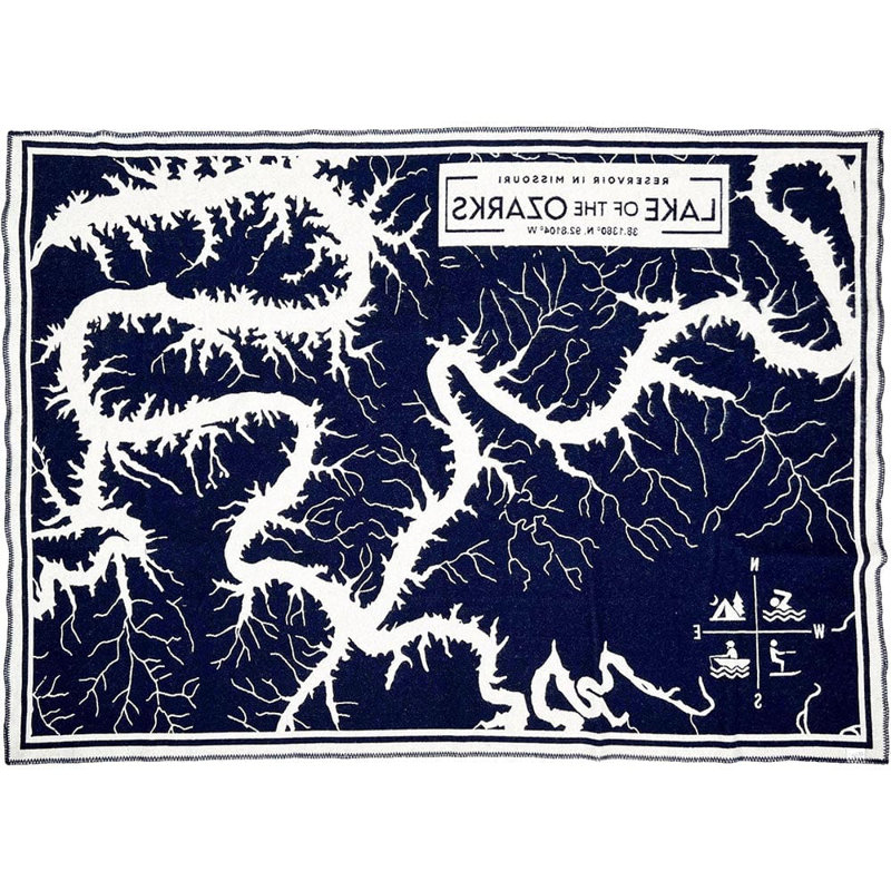 Lake of the Ozarks Map Wool Throw Blanket