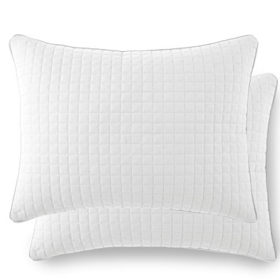Ensemble de 2 taies décoratives matelassées en microfibre à bordure carrée et à bords passepoilés Southano Fine Linens, lot de 2, 20 po x 26 po, blanc éclatant
