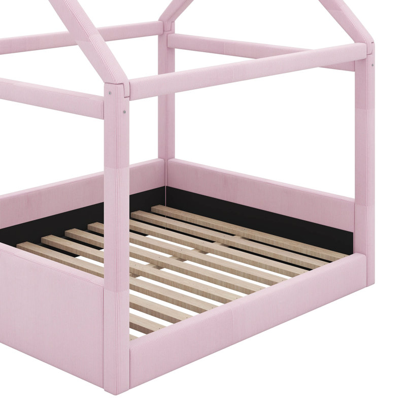 Lit de jour double rembourré avec bandes lumineuses DEL, Rose