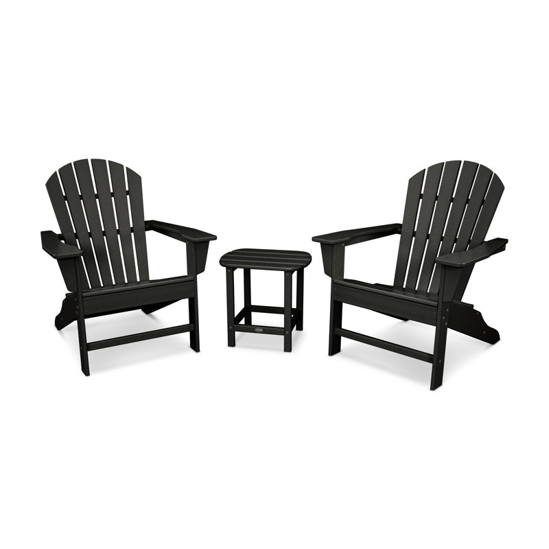 POLYWOOD South Beach Adirondack 3-Piece Set, Black