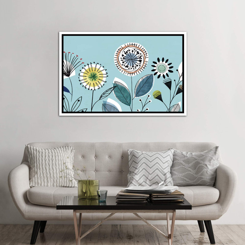 «Scandi Florals I» par Isabelle Z - impression d'art graphique, H 40 po x l 60 po x 1,5 po, Toile blanche encadrée