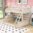 Wooden Bunk Bed with Shelves, LED Lighting and Pegboard Storage-278768543-278768542