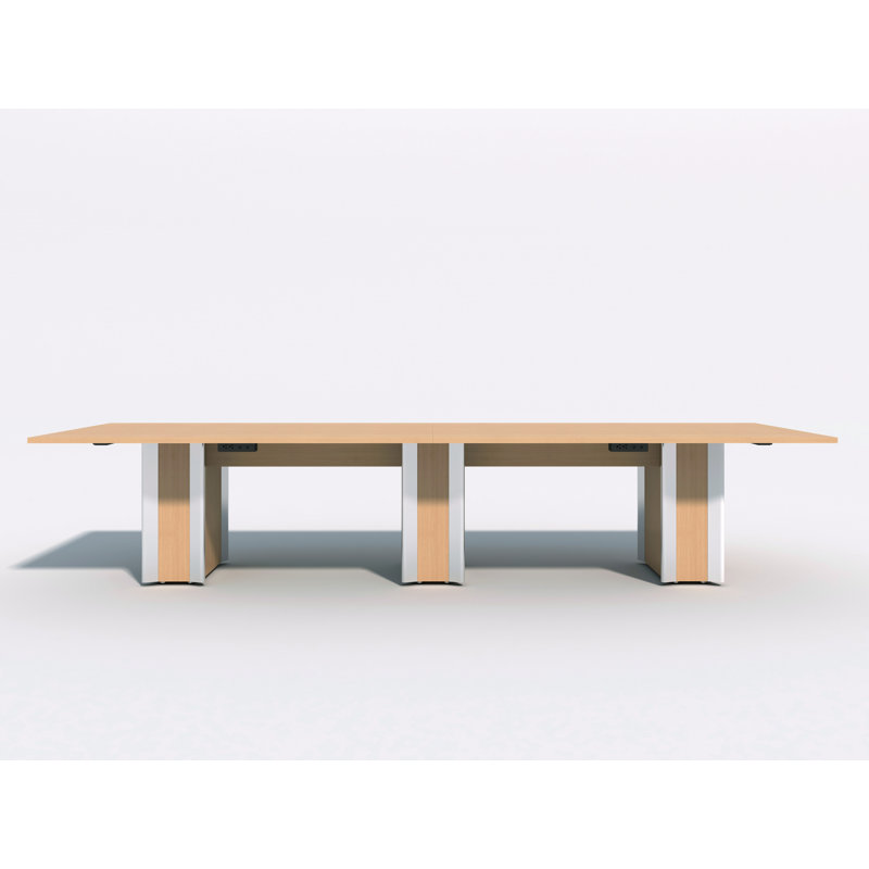 Table de conférence rectangulaire avec modules d'alimentation, Chêne du château