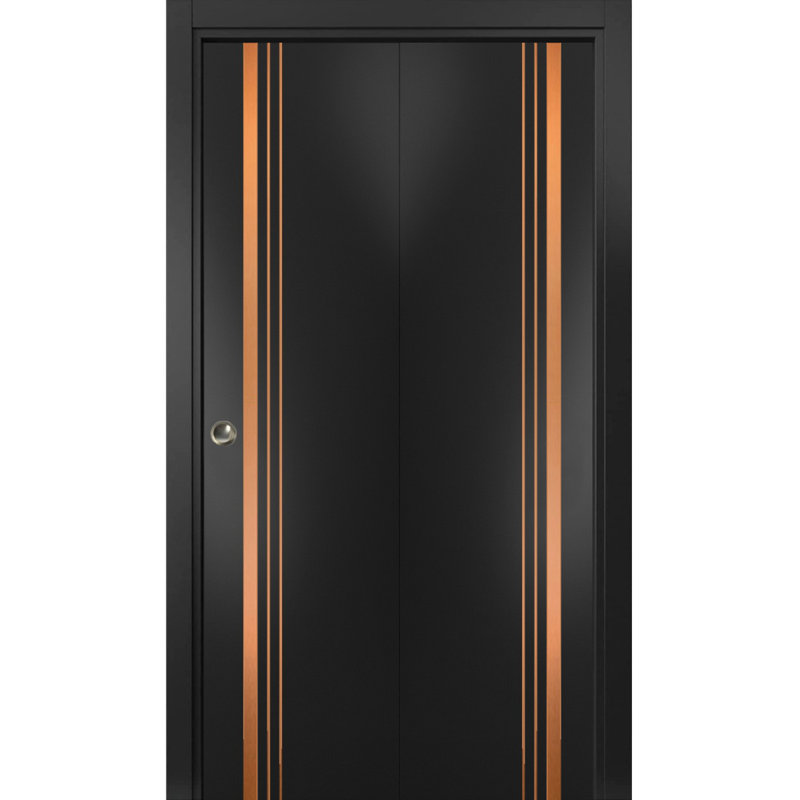 Porte pliante en bois manufacturé massif 1010 1010, Noir mat, 48 po x 96 po