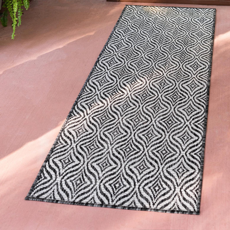 Tapis gris anthracite / ivoire Alishba, Tapis de couloir 2 pi x 6 pi 1 po