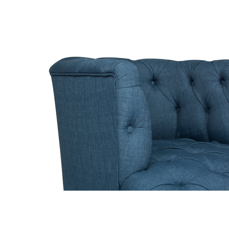 Élégant fauteuil à oreilles, bleu nuit, 29,5 po x 30,3 po x 31,5 po | Structure en bois massif, tissu 100% polyester, facile à nettoyer | Design moderne et traditionnel, parfait pour le salon, décor rustique et contemporain