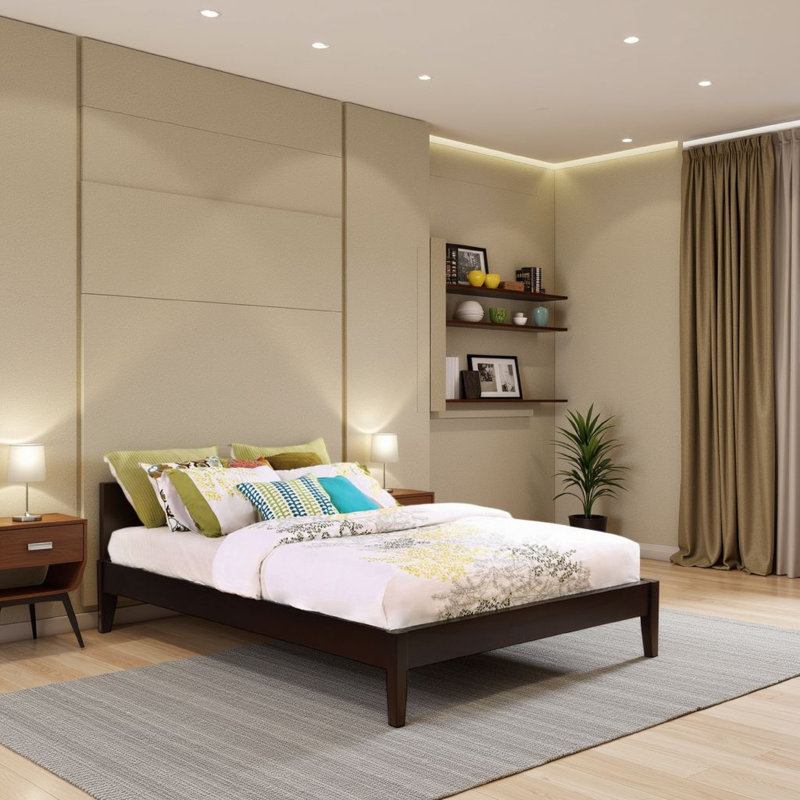 Rikus Platform Bed, Full, Cappuccino