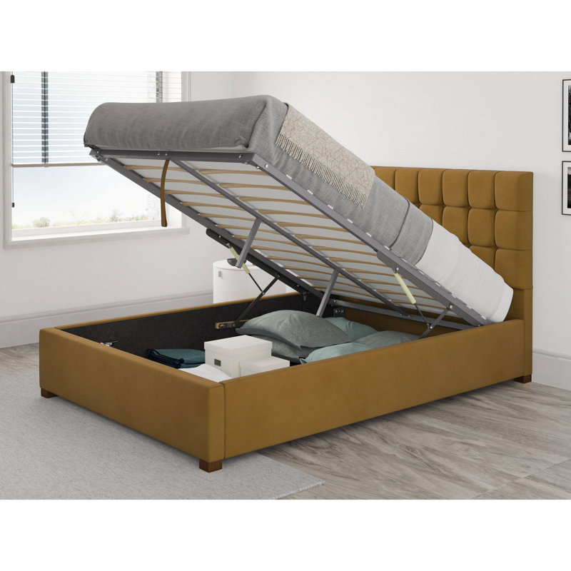 Chevalier Upholstered Ottoman Storage Bed, Super King (6'), Ochre