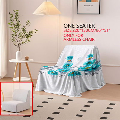 Reversible Quilted Sofa Bed Cover (1-4 Seater) , Microfiber Furniture Protector for Sofa and Daybed, Double-Sided Floral Cover with 200GSM Filling