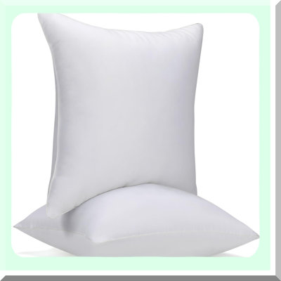 UltraSoft White Pillow Inserts - (Pack of 2) | Hypoallergenic Decorative Stuffer Pillows | Lightweight Down Alternative Sham Stuffer | Square Poly Fill Cushions
