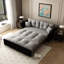 Lit escamotable de 74,8 po pour grand lit 3 en 1, gris, avec 2 coussins, velours confortable, lit convertible en solution peu encombrante, assemblage facile et en douceur