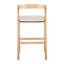 Tabouret de bar d'intérieur en bois d'hévéa, finition naturelle et revêtement beige, ensemble de 2