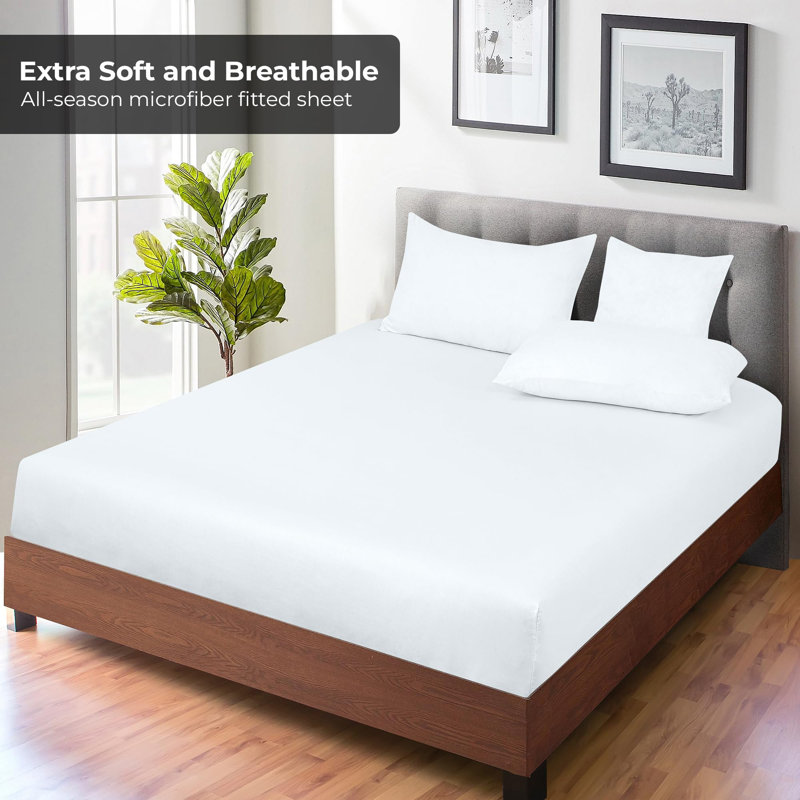 Royale Linens 2 Pack | Elastic Sheets | Only | Soft & Breathable | Brushed Microfiber | Stain Resistant| Hotel Quality Deep Pocket Stretches Up to 16"