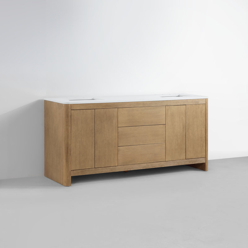 72'' W Double Vanity, Brushed Oak