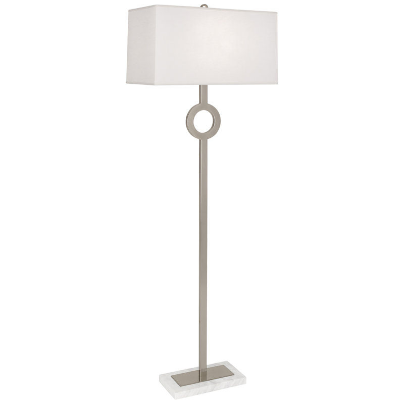 Lampe sur pied colonne 62,75 "Oculus, Argent antique, Blanc