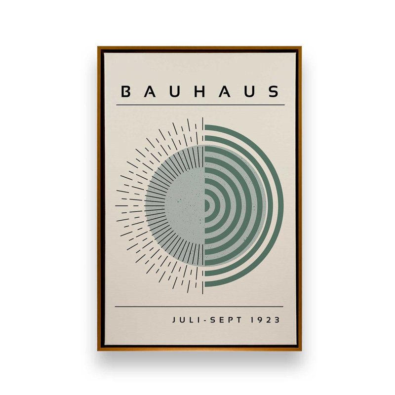 Toile tendue Bauhaus Echoing Rays, H 36,75 po x l 24,75 po x P 1,75 po, Cadre flottant or poli