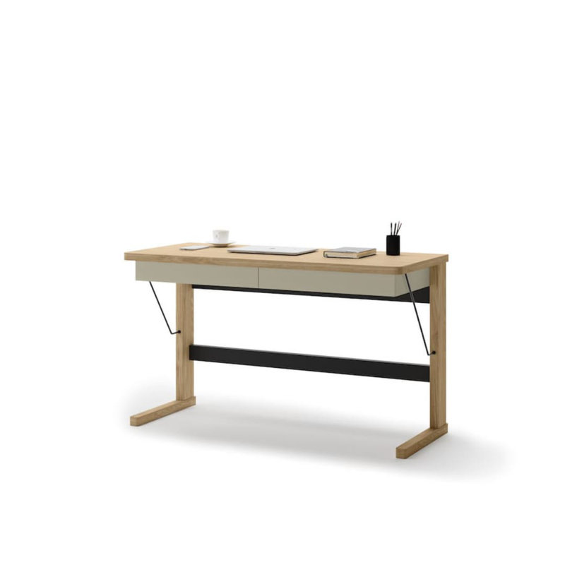 Besnike 6 Desk in Oiled Oak & Cashmere - Sophisticated Workspace Solution