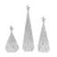 Ensemble de 3 arbres de Noël en résine blanc / argent avec plateau en forme d'étoile