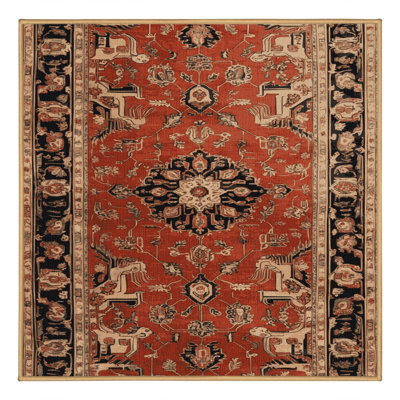 Machine Washable Persian Brown Area Rug