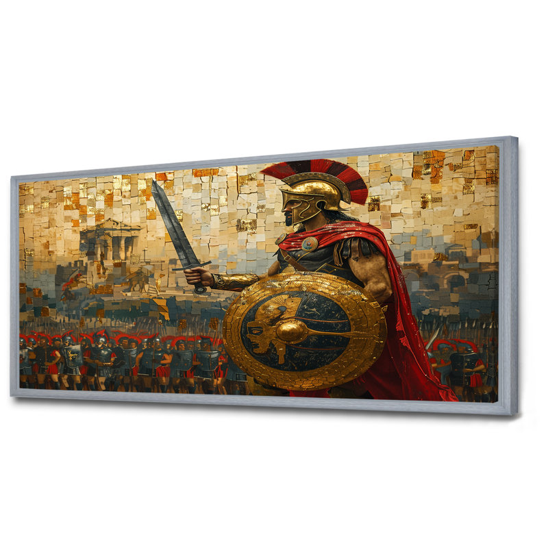 Barry - art mural armée, Toile argentée avec cadre flottant, H 28 po x l 60 po x P 1,5 po