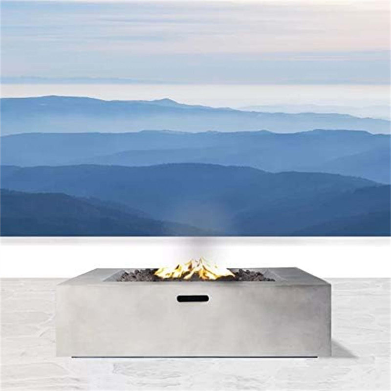 12" H Concrete Outdoor Fire Pit Table, Natural/Grey