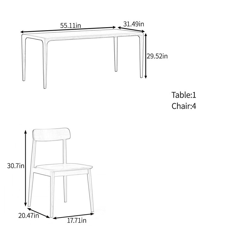 Ensemble de tables multifonctionnelles entièrement en bois massif, H 29,52 po x L 55,11 po x l 31,49 po