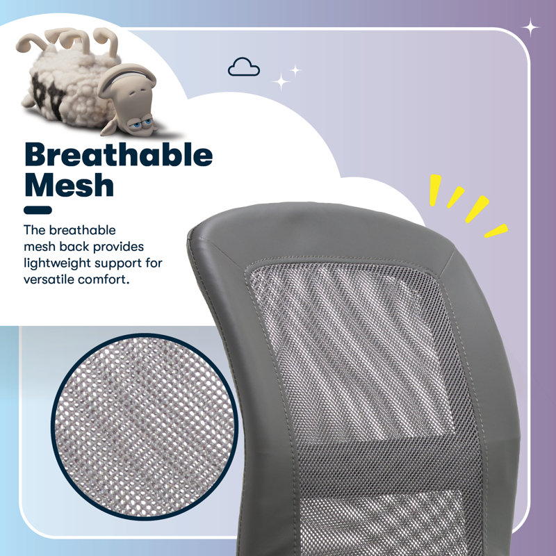 Serta Essential Armless Functional Task Chair with Breathable Mesh Back, Quality Foam Cushion Seat, Productivity Gray