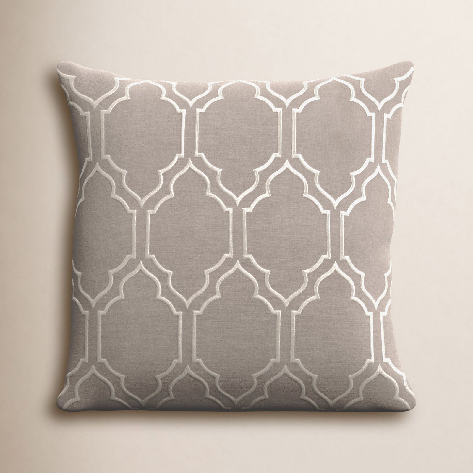 Clarysville Embroidered Linen Pillow Cover, 22 H" x 22" W, Taupe