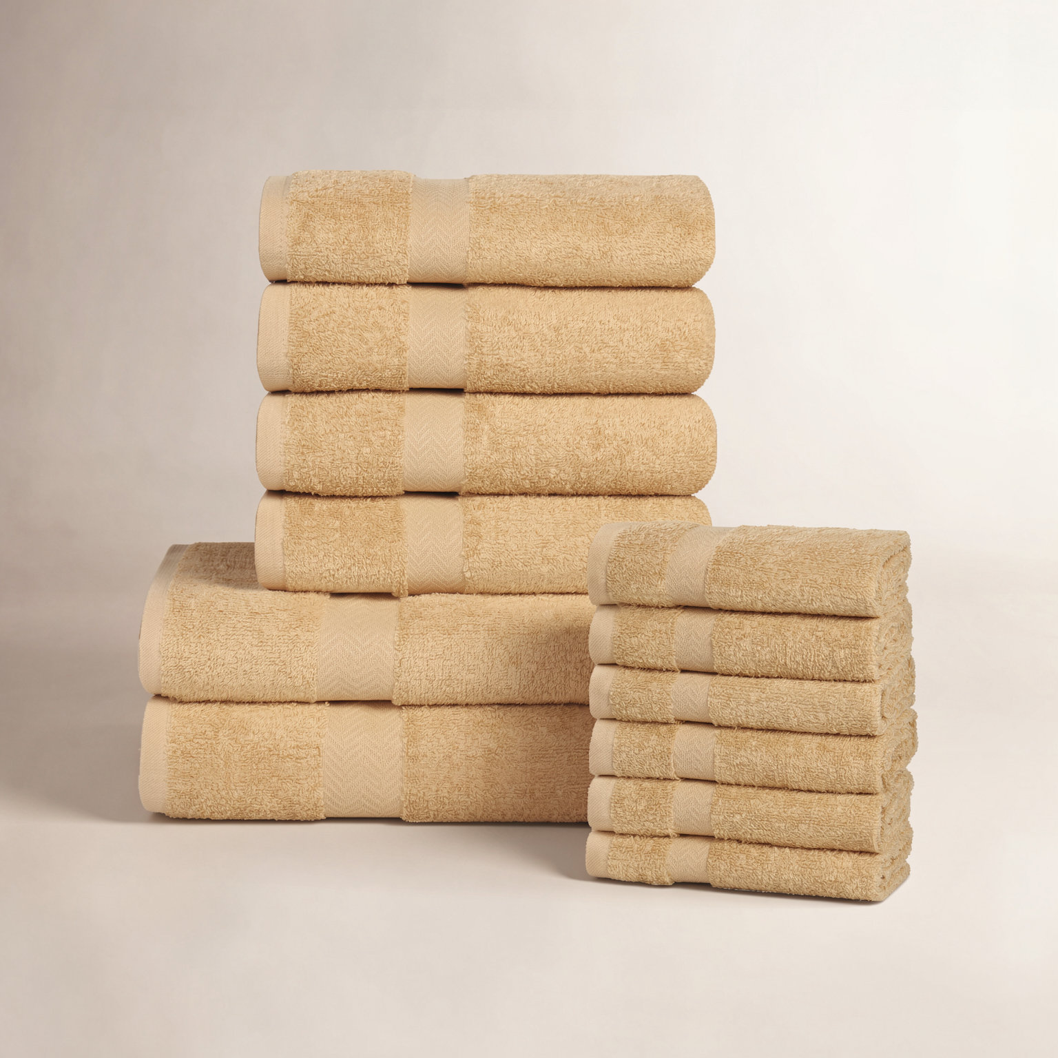 12-Piece Quick-Drying Cotton Towel Set, Gold