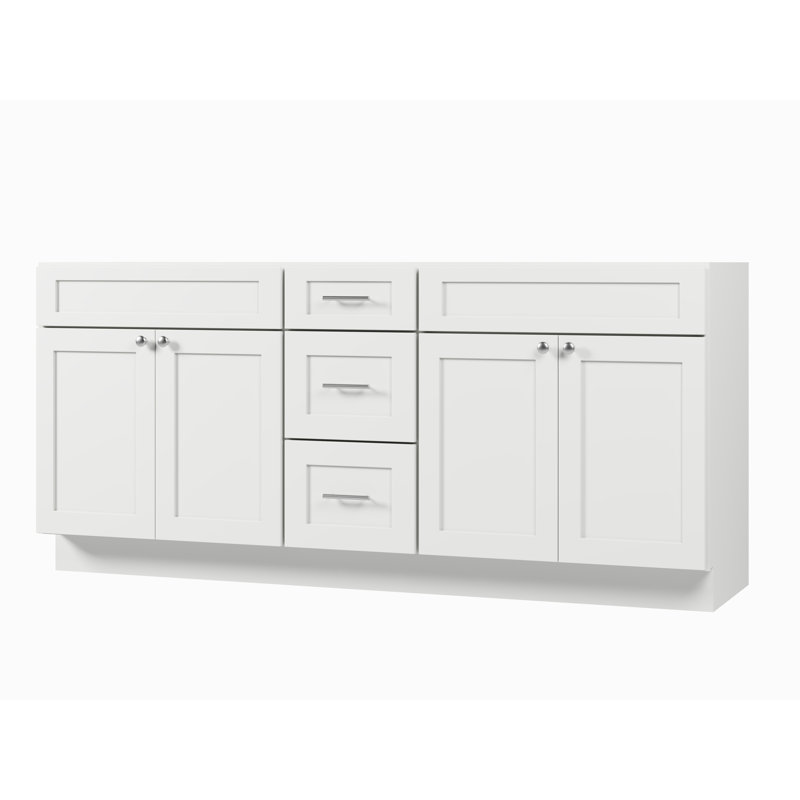 75'' Double Bathroom Vanity Base Only , White