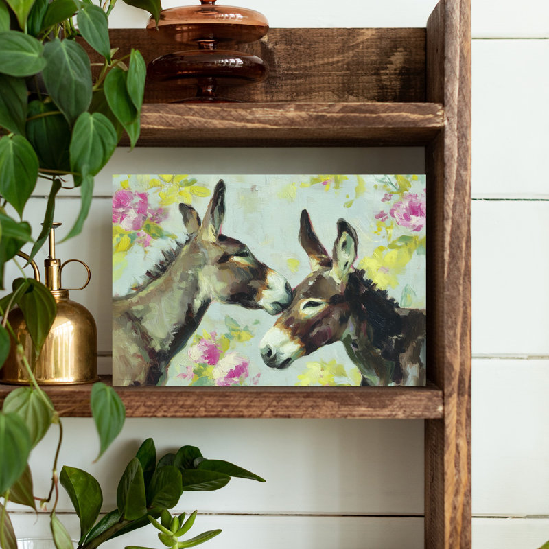 Donkey Hugs Abstract Contemporary Landscape Nature Wall Art, H 18 po x l 12 po