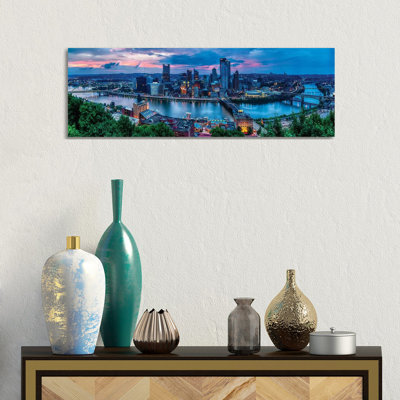Skyline Panorama of Pittsburgh Viewed from Mount Washington 1 Piece Panoramic Wall Art on Canvas