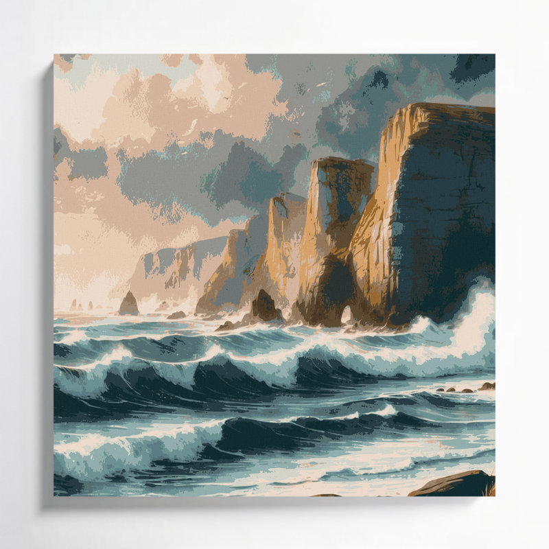 Art mural sur toile bord de mer côtier nordique, H 12 po x l 12 po