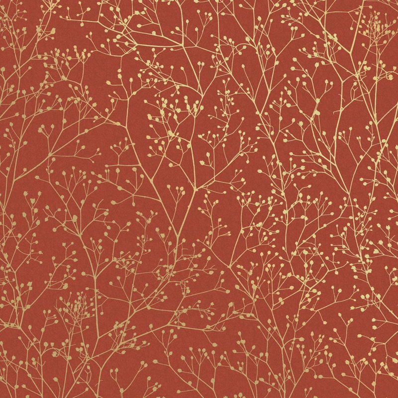 Clarissa Hulse Gypsophila Metallic Floral Wallpaper, Red/Golden