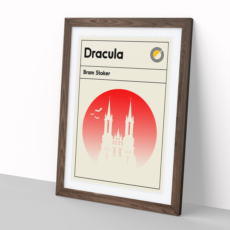 Book Cover Dracula Bram Stoker - Picture Frame Graphic Art, 48cm H x 36cm W x 2cm D, Walnut